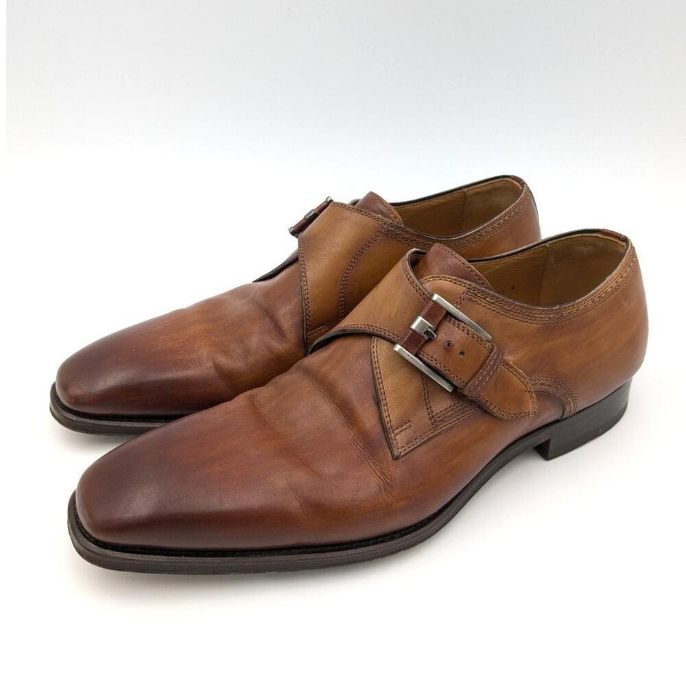 Magnanni Meyer II Monk Strap Shoe Men's Cognac size US8 EU41